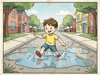 Puddle jumping after school
