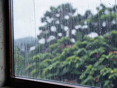 Window view rain streaks