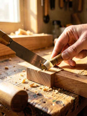 Oak End Grain Chisel Paring