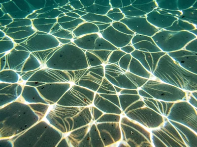 Complex interference caustics from wind-rippled surface