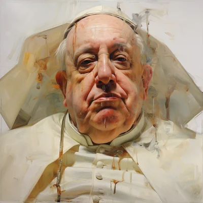 Painting portrait by Jenny Saville. The pope