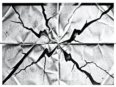 Xerox of crumpled paper, the creases amplified each generation until they domina