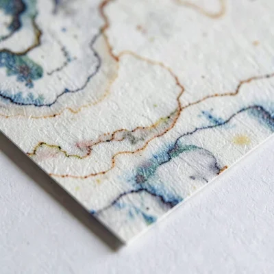 Macro of a marbled endpaper with mineral-like swirls