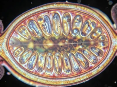 Seed pod interior, ordered rows of seeds packed in mathematical precision, botan