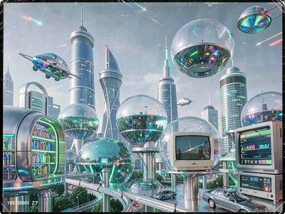 Y2K futuristic city