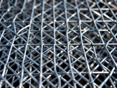 Hardware cloth at macro scale, galvanized welded wire grid with zinc coating vis