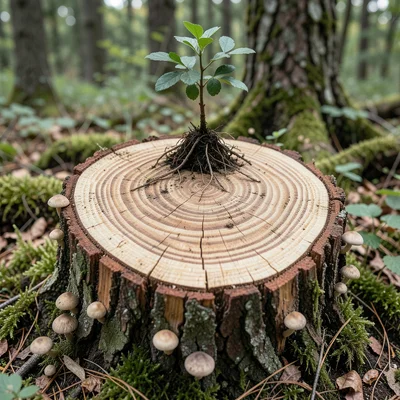 A tree stump cross-section showing 200 annual growth rings, each ring telling a 