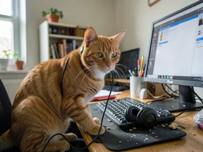 Ginger Cat Chewing Headphones