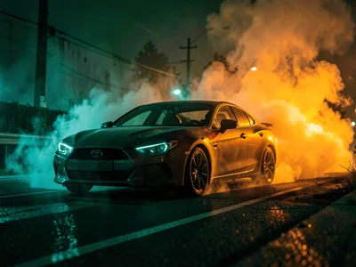 Action scene with car