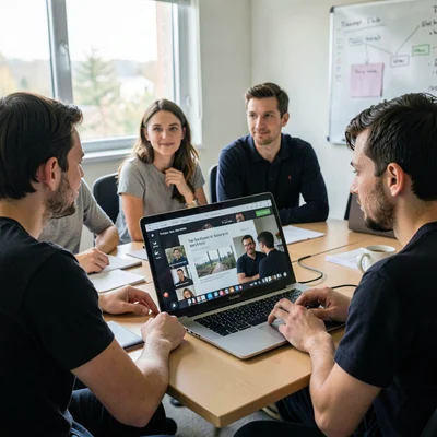 Documentary photography, unposed moment, Study group video call with shared scre