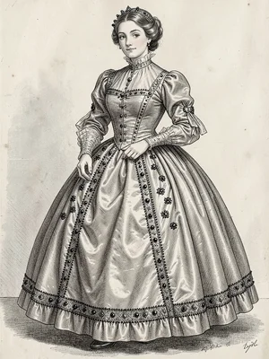 Victorian bustle jet beading