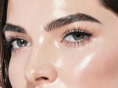 Fluffy brushed-up brow texture
