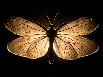 Insect wings backlit showing veins