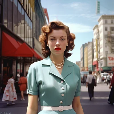 Color Street photo in the style of Vivian Maier Evoki
