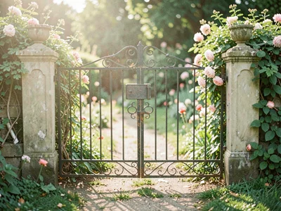 Garden gate soft nostalgic mood