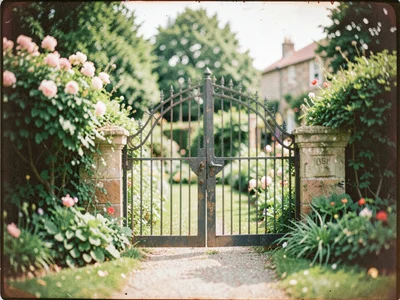 Garden gate soft nostalgic mood