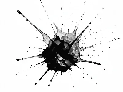 Drop impact creating ink explosion