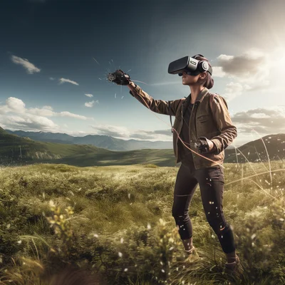 Virtual Reality AI Training Subject A person wearing