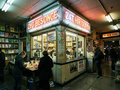 Late night bodega glow, only store open on block, the 24 hour beacon