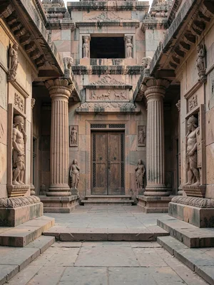 Temple entrance symmetrical