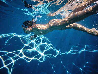 Caustic moving across swimmer
