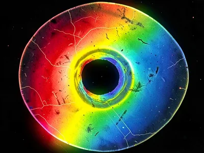 Stress concentration at hole visible as color