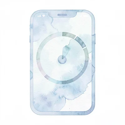 Flat illustration of a calm app screen with a soft circular timer and gentle pro