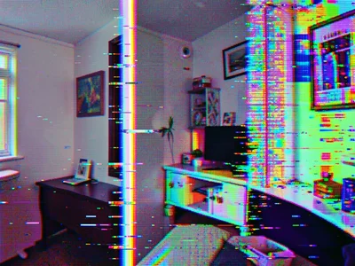 Interior with progressive bit-depth reduction from left to right, smooth 24-bit 