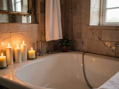 Bath scene with candles