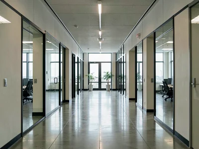 Office corridor centered view