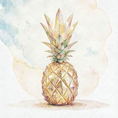 Oversized citrine lowpoly pineapple with a faceted golden body and a tall spiky 