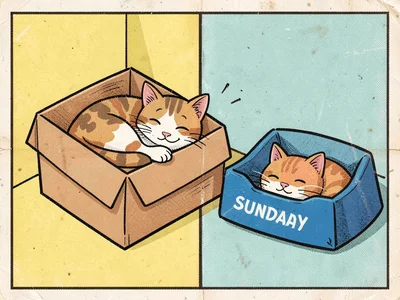 Cat in box ignoring bed