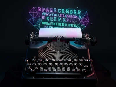 Mechanical typewriter producing holographic text that floats above page