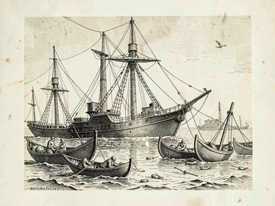 Scrimshaw whaling scene