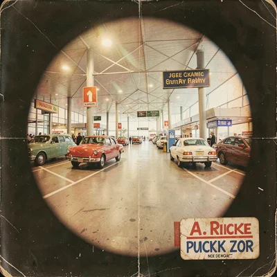 A ride-share pickup zone at an airport as vintage travel slide
