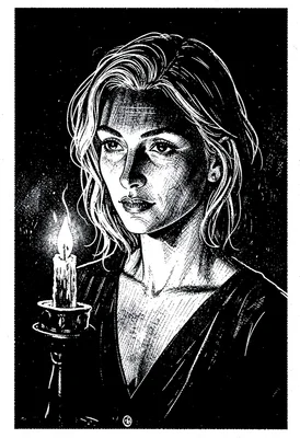 Candlelit portrait scratchboard