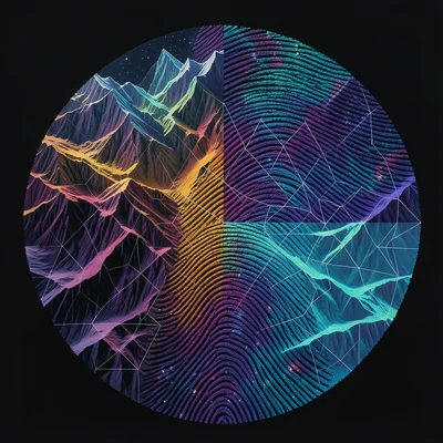 Fingerprint ridges that are actually mountain ranges from space, dual scale