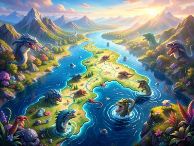 River photograph from above where water becomes illustrated map river with sea m