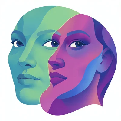 Morphing vector illustration, face morphing into abstract shapes , smooth vector