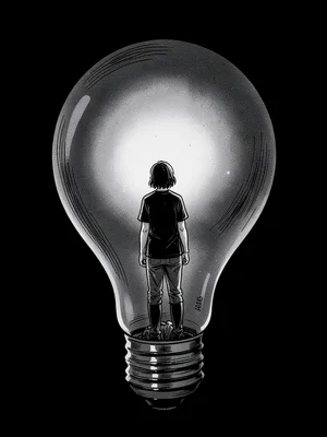 Person inside lightbulb