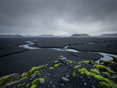 Lone Cairn on Obsidian Desert