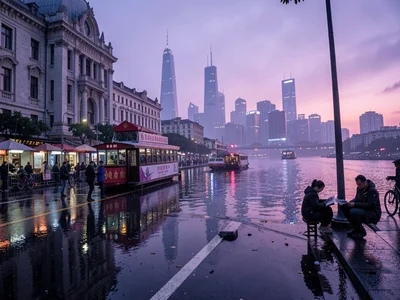 Huangpu River ferry at dawn