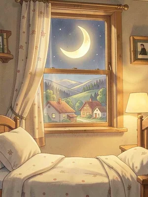 Moon over sleeping village