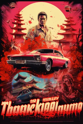 Movie poster of a Quentin Tarantino movie. Neon Tokyo