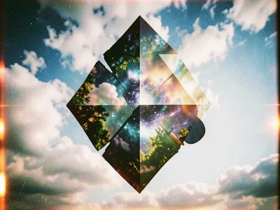 Cap throw merged with sky and clouds, double exposure, freedom feeling