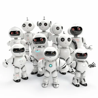 Clean white background 3d plastilina  robot chatbot a