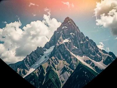 Mountain peak at extreme top corner barely entering frame