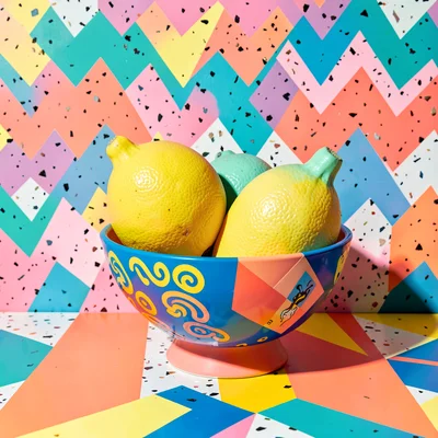 Memphis Geometric Fruit Bowl Still Life