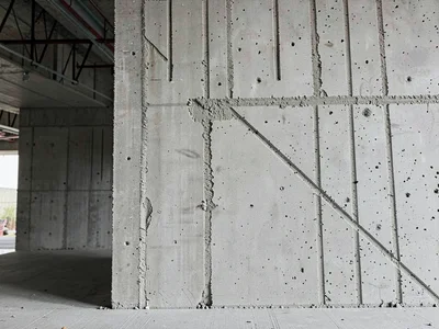 Concrete formwork marks visible on surface