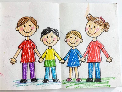 Family holding hands stick figures
